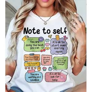 Note To Self Positive Affirmations Tee, Mental Health Self Care Shirt