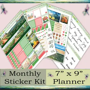 7x9 Planner Stickers – Lazy Days & Watermelon Ways Theme (Monthly Layout)