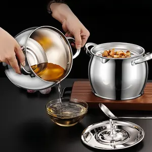 Top Selling Stainless Steel Oil Strainer Pot with Fine Mesh Filter Lid Grease Keeper for Cooking Oil Bacon Fat Food Grade Safe for All Stovetops Home Kitchen Restaurants Outdoor Cooking Multi-use as Soup Pot Stew Pot Daily Cooking and Great Gift Idea