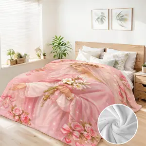 Anime Virgin Mary Virgen de Guadalupe Blanket 90"x108" Super Soft Flannel Warm for Bed Sofa Bedrooms Travel Home Decoration Customizable Options Available