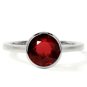 Bezel Set Round Ruby Solitaire Ring (1.55cts.)- RRB002-7X7-AAA