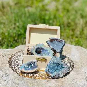 Electroplated Brazil Agate Geode, stone and crystals