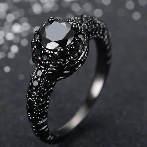 Black Artificial Crystal Decorated Ring, Vintage Crystal Ring, Fashion Accessories Elegant Stackable Beautiful Rings for Women & Men, Trendy All-match & Exquisite Jewelry for Birthday Gift Engagement Ring, Unique Rings, Finger Rings