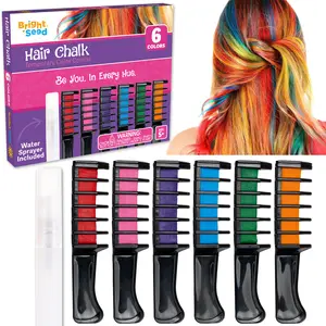 Bright Seed Hair Chalk For Kids - 6 Vibrant Colors Temporary Hair Color Set with Water Sprayer Included - Safe & Washable Makeup Kit for Boys & Girls Ages 5-13 - Perfect Gift for Birthdays