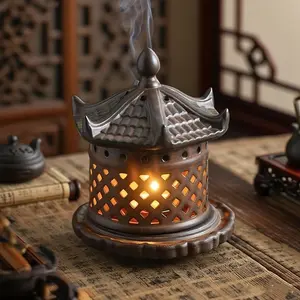 Vintage Ceramic Candle Holder Aromatherapy Heater Stand Incense Burner Yoga Spa Meditation, Relaxing Home Decor Accessory