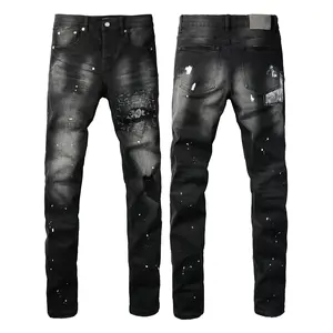 Jeans brand Jeans Men's Jeans Casual Comfort Holes Fashionable Straight Skinny Slim Fit Jeans, Ripped Stretch Jeans Denim Pants