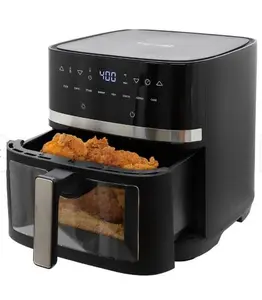 Garden 14 inch Rolling Plant Stand - 8 Liter Digital Electric Air Fryer with Transparent Window in Black