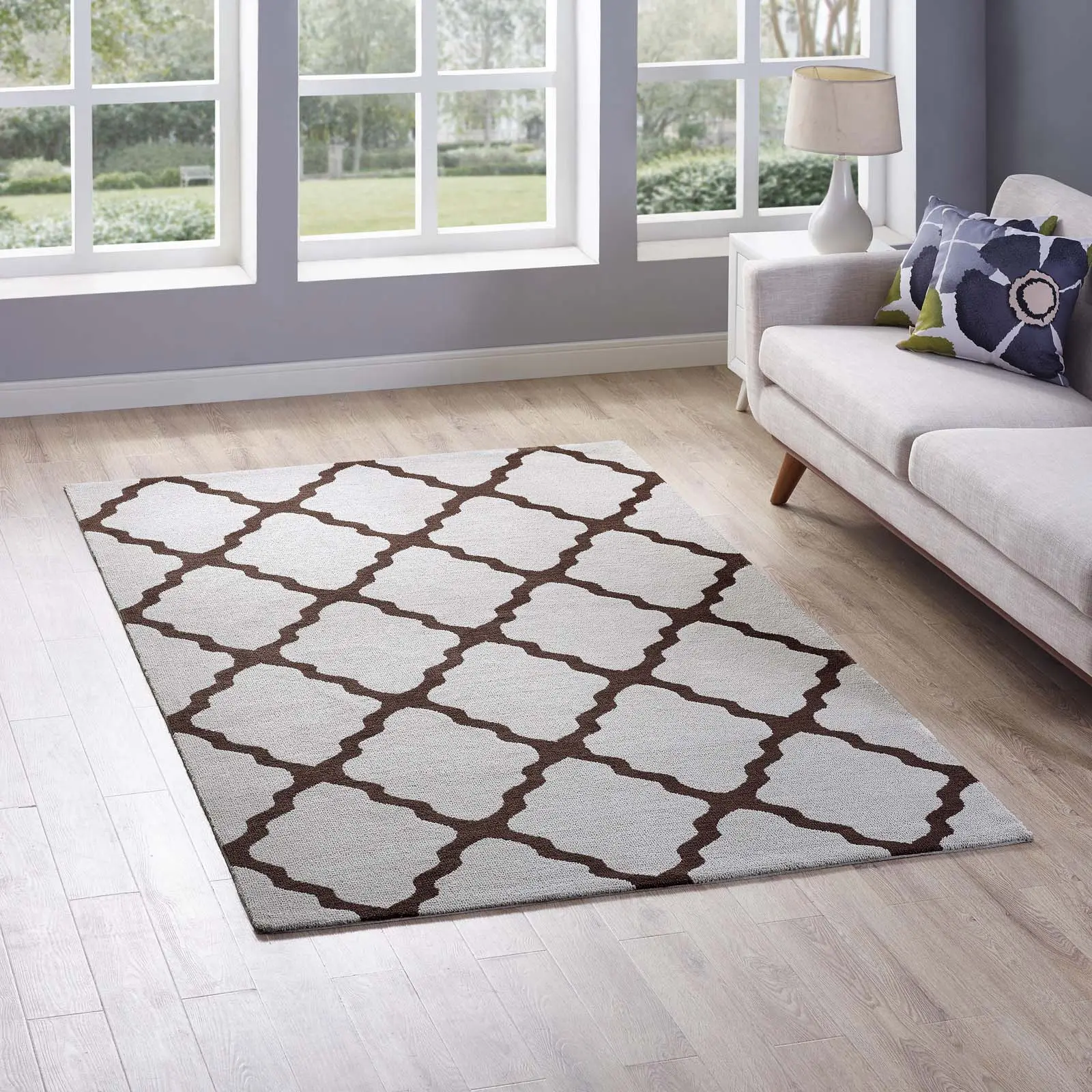 Modway Marja Moroccan Trellis 5x8 Dual Tone Area Rug - Elegant, Cosy Home Decor Rug for Living Room Decor, Elegant Rug