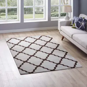 Modway Marja Moroccan Trellis 5x8 Area Rug in Brown and Gray