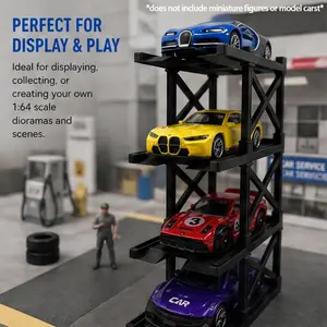 1:64 Scale Modular 3D Parking Display Stand – Stackable 4-Tier Diorama Shelf for Model Cars, Space-Saving Storage Rack, Anti-Slip & Scratch-Free, Easy Snap-Fit Assembly for Diecast Collection & Scene Display