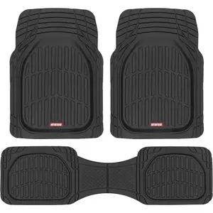 FlexTough Floor Mats for Cars, Black Deep Dish All-Weather Mats, Waterproof Trim-To Fit Automotive Floor Mats for Cars Trucks SUV, Universal Floor Liner Car Accessories