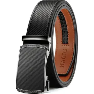HAGIG Mens Belt Leather Ratchet Belt - Customizable Fit, Effortless Style (35mm)