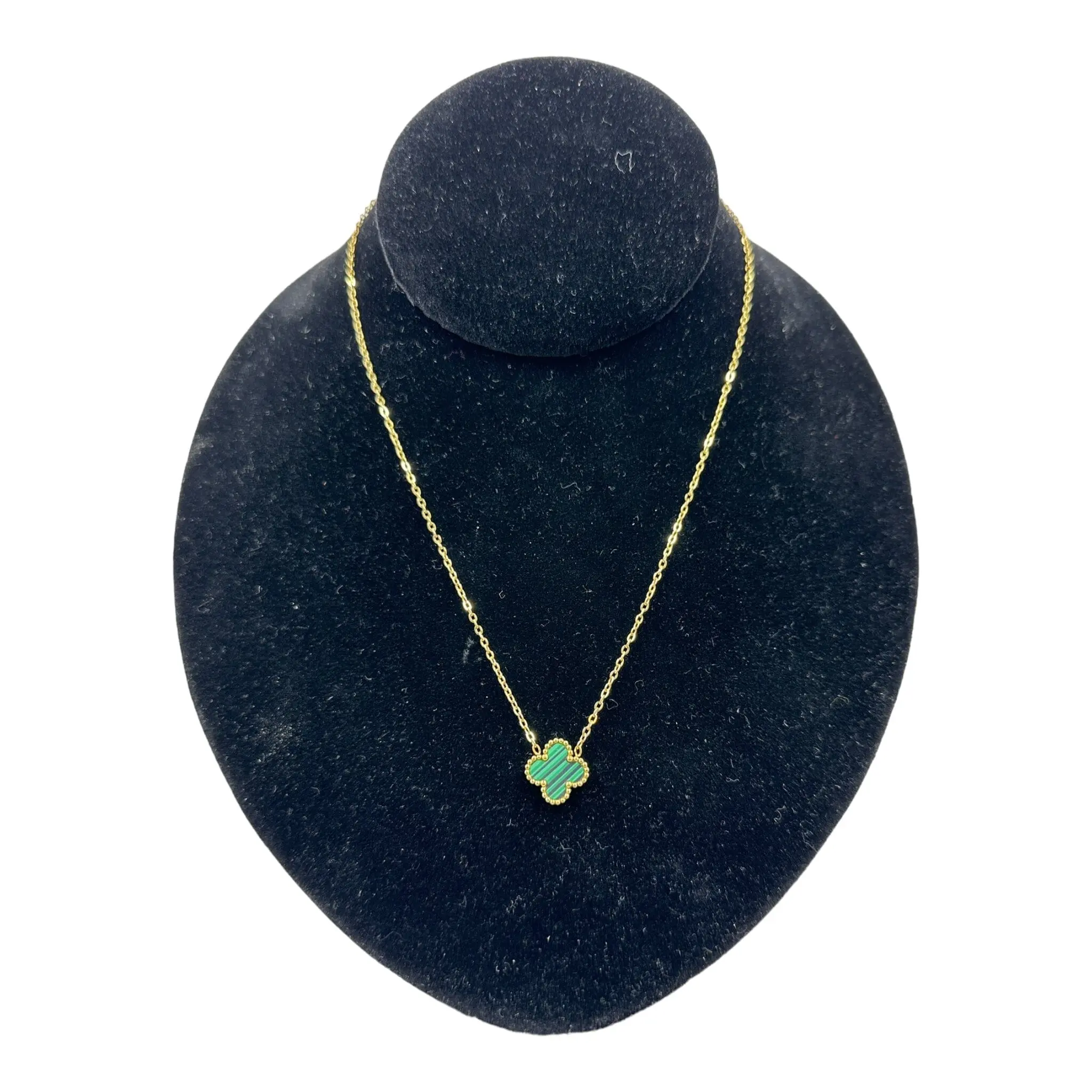 Kaitlin Clover Flower Green Gold Necklace