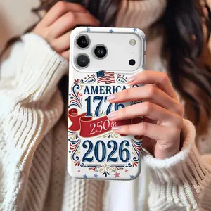 Customizable USA 250th Anniversary Patriotic iPhone Case - America's Birthday Edition Polycarbonate-Rubber Accessory with Shock Resistance & Device Protection for Wireless Handheld Phones