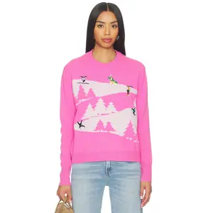 Autumn Cashmere Snowscape Sweater in Raspberry Combo