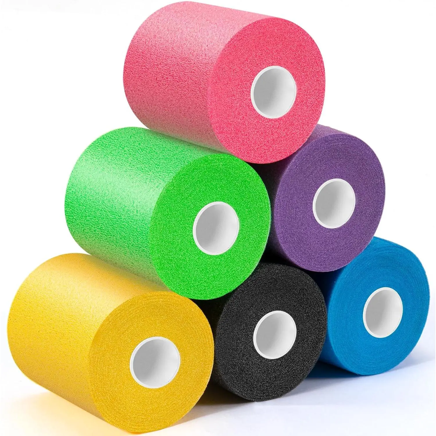 6-Pack Elastic Foam Prewrap Athletic Tape - Underwrap Headbands, Athletic Tape for Sports, Gym Use, Impact Injury Prevention for Wrists, Ankles, Knees, Elbows, Ice Hockey Training & Casual Styling Accessories