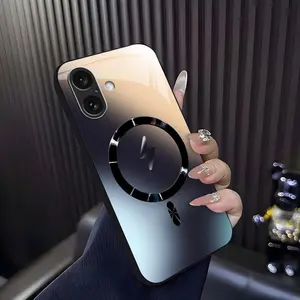 Luxury Ombre Gradient MagSafe Case – Futuristic Metallic Glossy Magnetic Cover for iPhone 16 Plus — 975