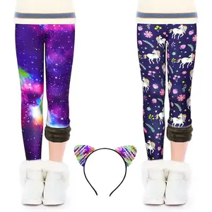 X-UDW002  Girls Fleece Leggings Multipack Toddler Warm Winter Leggings for Girls in 4-10 Years Fleece Pants Girls