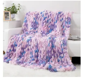 Tie Dye Rainbow Chunky Knit Blanket Throw crochet  blanket big  blanket