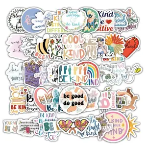 Kindness Themed Sticker, Multicolor Letter & Cartoon Design Waterproof Self Adhesive Decor Paper for Casing, Decor Stickers for Gift Greeting Card Water Bottle Laptop Cellphone Protector Phone Case, DIY Accessories
