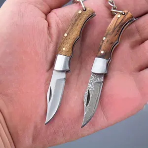 Mini Folding Keychain Knife, Damascus Pattern Stainless Steel Mini Knife, Unboxing Essential, Portable Keychain Pocket Knife