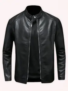 Men's Casual Plain Fitted Long Sleeve Zip Up Versatile Jacket Coat, Stylish Outerwear for Daily Wear & Outdoor Activities, Perfect for Spring & Fall Seasons