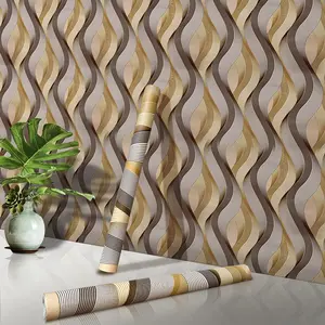 3D Touch Wave S-Stripe Self-Adhesive Decorative Wallpaper Roll, 45x1000cm, Home Bedroom Kitchen Living Room Decor, Furniture Renovation Vinyl Wallcovering