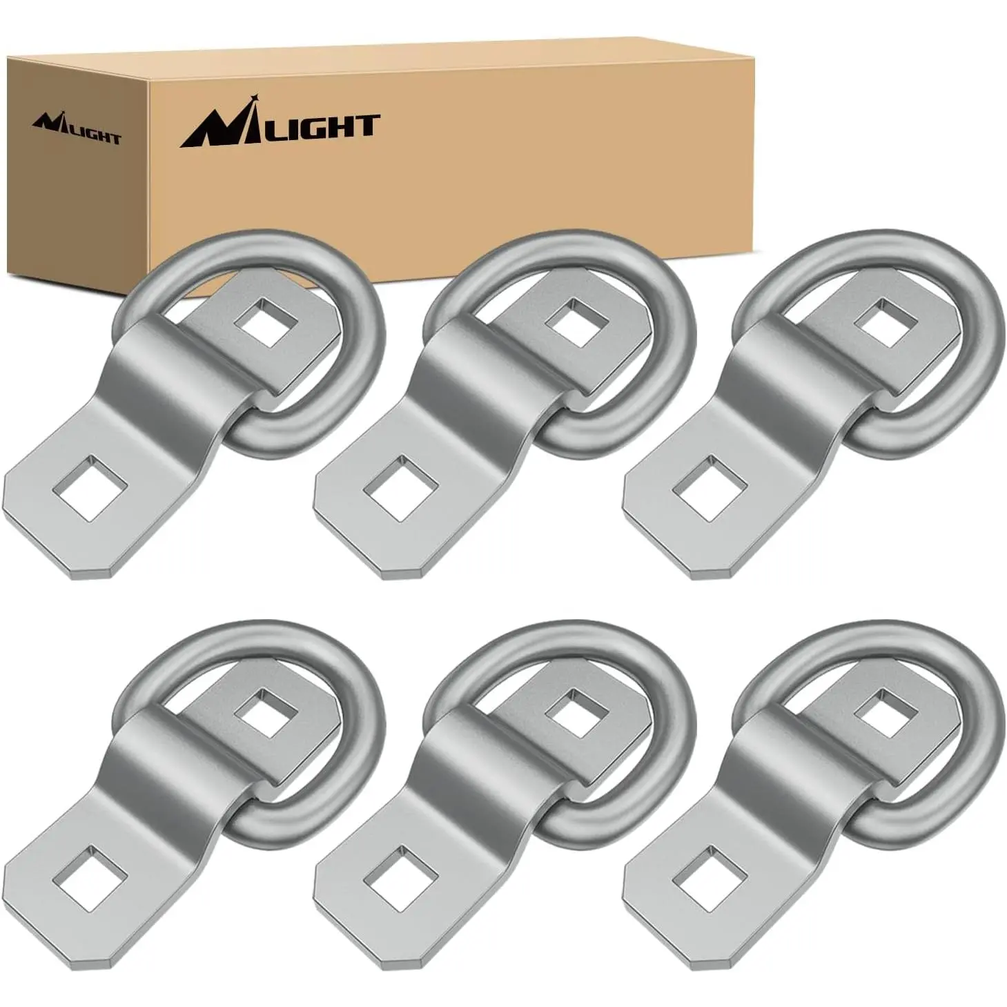 Nilight 6Pcs 3/8" Forged Steel D-Ring Heavy-Duty Bolt-Mounted Tie-Down Anchors - 6000Lb Rustproof Zinc-Plated Hooks, Truck Accessories, Anchor Point for Trucks, Campers, Trailers
