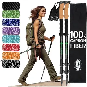 US Seller189    100% Carbon Fiber Trekking Poles by - Ultra Strong Lightweight Collapsible Hiking Poles with Cork and EVA Foam Grips & Quick Adjustable Flip Locks
