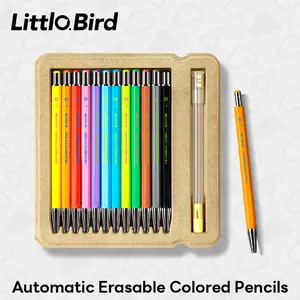 Littlo Bird automatic erasable colored pencils, press-to-erase, no sharpening needed, for primary school coloring assignments, colored pencil set