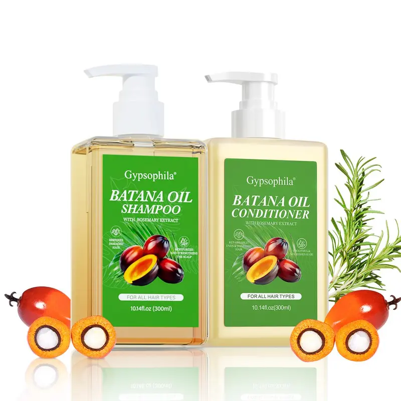 Gypsophila Batana Oil Shampoo and Conditioner Duo Pack (300ml) - Anti-Hair Loss Cleanser Blend, Rosemary for Healthy Growth, Repair, Hydrate, Moisture, Lightweight Frizz Control, Youthful Scalp Care for All Hair Types