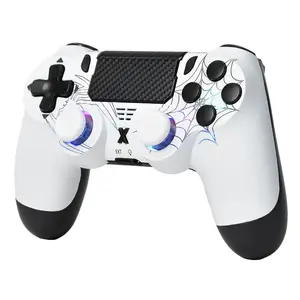 Wireless Controller for PS4/PC, Spider Design, Hall Effect Joystick, RGB Lighting, Dual Vibration, 6-Axis Gyro, Touchpad, Type-C Charging, 3.5mm Headphone Jack