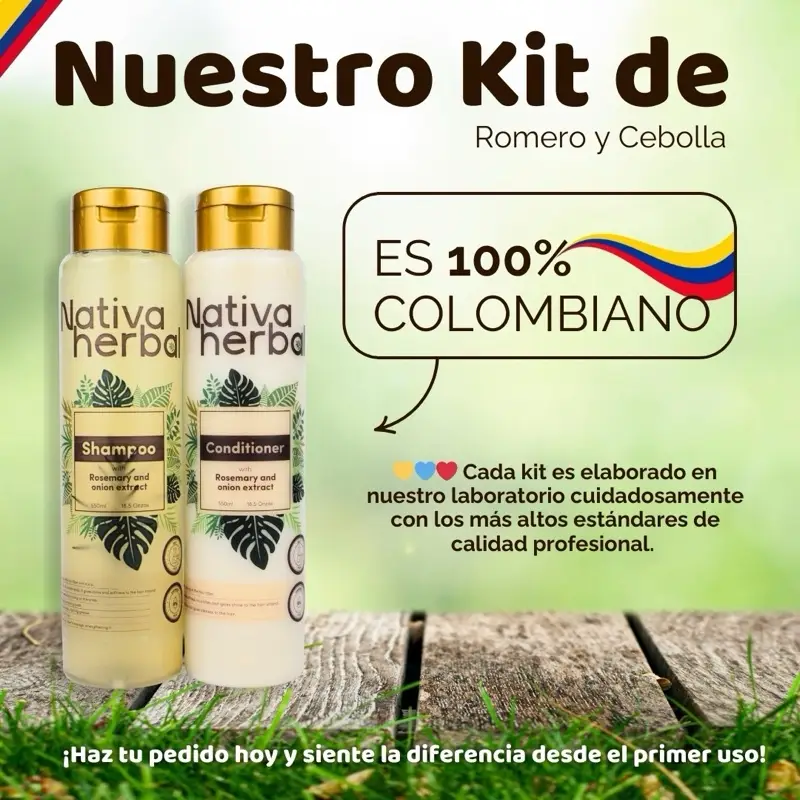 Nativa Herbal Onion shampoo and leave in conditioner, Rosemary and honey 18.5 Fl OZ / 550ml Moisturizer Cleanser Comfort Wild Growth