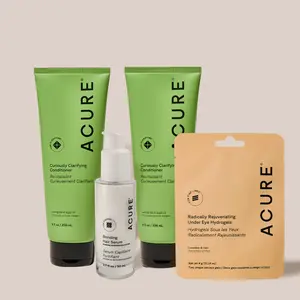 ACURE Deep Hydration Hair Bundle – Curiously Clarifying Shampoo, Conditioner & Bonding Serum (+ Free Under Eye Hydrogels)