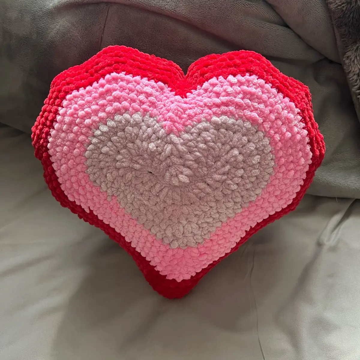 Handmade Crochet Heart Pillow