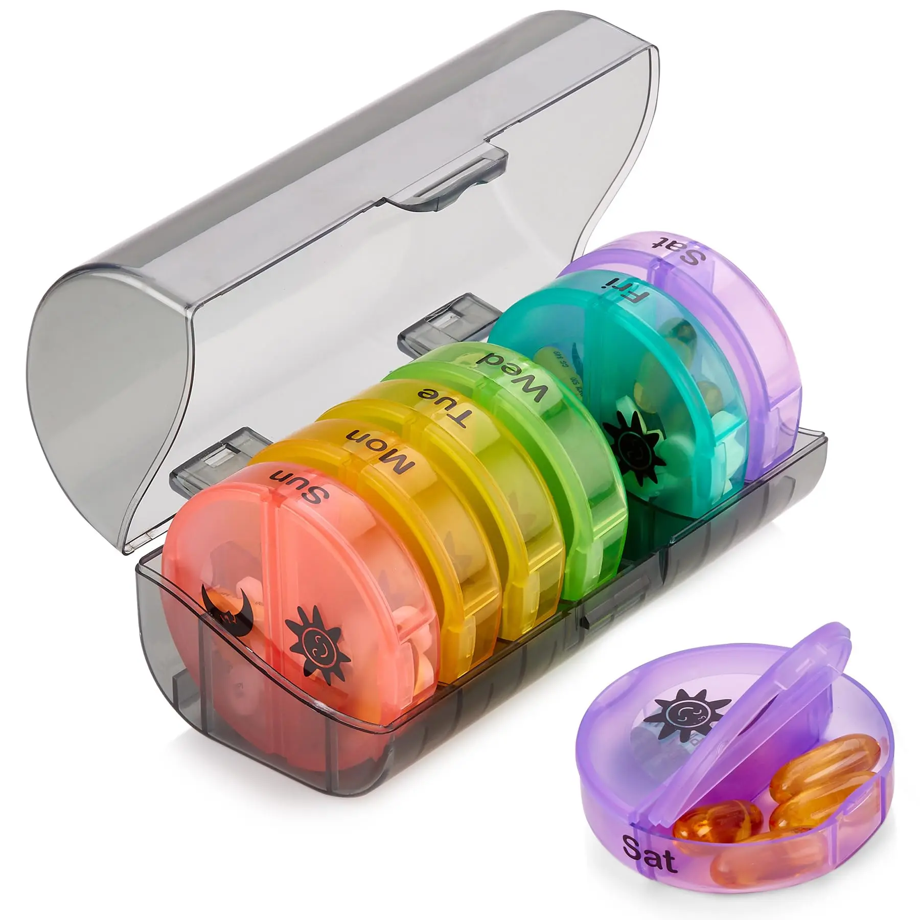 Weekly Pill Organizer 7 Day AM PM, Large Capacity Pill Box with 7 Removable Daily Cases, BPA Free Vitamin & Supplement Storage Container