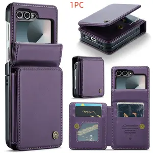 For Samsung Galaxy Z Flip 6/5/z Flip 7 Fe Case, Rfid Card Holder, Durable Detachable Wrist Strap, Flip Wallet Phone Case