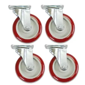 4 Pack 5-Inch Swivel Caster Wheels with Mounting Plate, Heavy-Duty Polyurethane Rolling Wheels