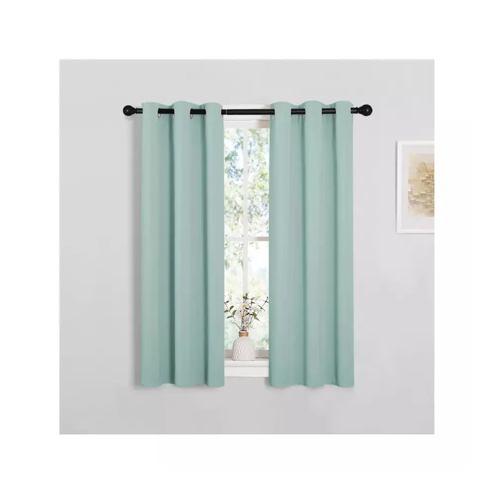NICETOWN Thermal Insulated Curtains Blackout Draperies, Aqua Blue, Set of 2, 29 by 40 inches Long Window Treatment Solid Grommet Room Darkening Drape Panels for Bedroom