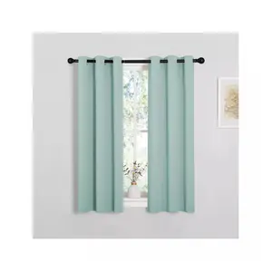NICETOWN Thermal Insulated Curtains Blackout Draperies, Aqua Blue, Set of 2, 29 by 40 inches Long Window Treatment Solid Grommet Room Darkening Drape Panels for Bedroom