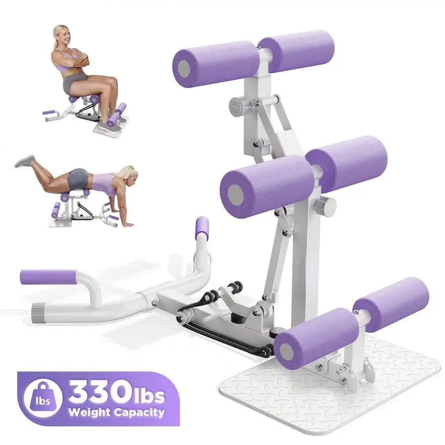 Deep Squat Machine for Home Gym, 7-Level Adjustable Resistance Glute Trainer, 3-Height Knee and Thigh Steel Frame Supports, 330lb Capacity Full Padding Home Workout Gear for Apartments, Strength Training Leg Equipment