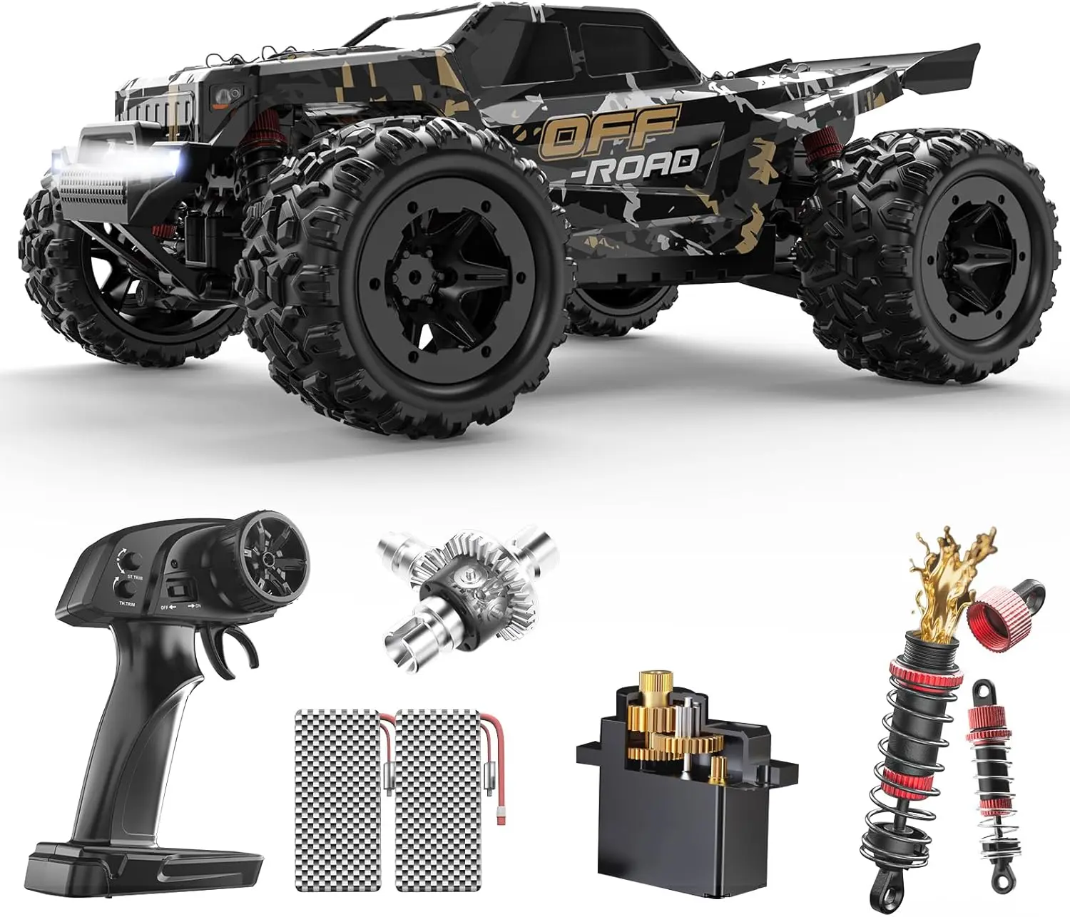 DEERC 9309E 4WD High-Speed Remote Controlled Car - 40KM/H All-Terrain Electric Off-Road Monster Truck, 2.4GHz RC Cars with 2 Batteries, Waterproof Hobby Grade Gift for Beginners