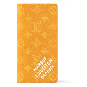Louis Vuitton Brazza Dog Paw Print Monogram Heritage Coated Canvas Wallet for Women in Yellow