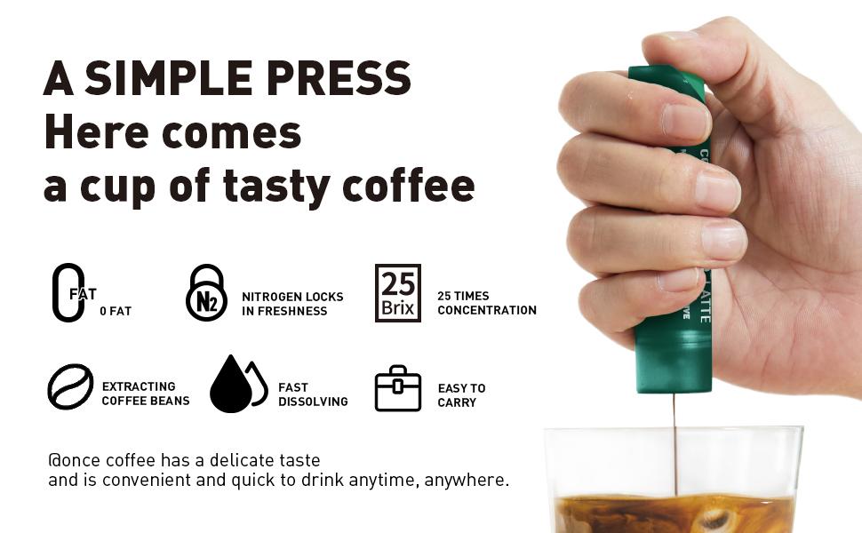 Coffee At Once Cold Brew Coffee Concentrate-latte,Perfect for Instant ice,Coffee Beverage,Perfect Gift for New Year’s Day,6 Tubes