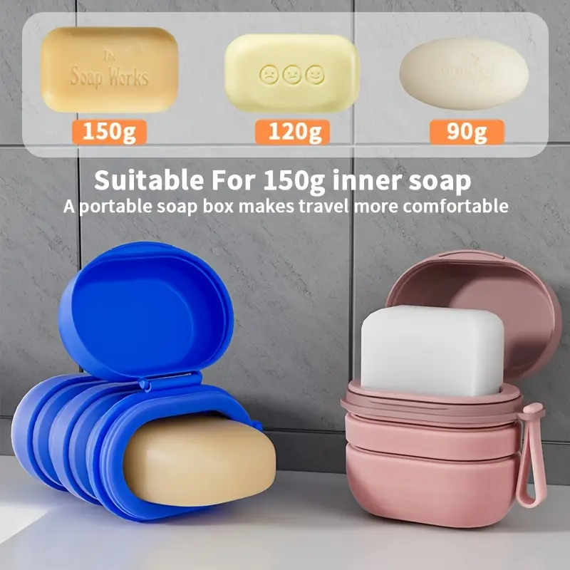 Compact Leak-Proof Travel Soap Holder with Drainage Layer - Portable Folding Oval Plastic Soap Case, Shatterproof Bathroom & Gym Soap Dispenser, Hygienic Storage for Shower, Camping, Hotels (Blue/Pink) - Space-Saving Design, Frequent Travelers, Home Organ