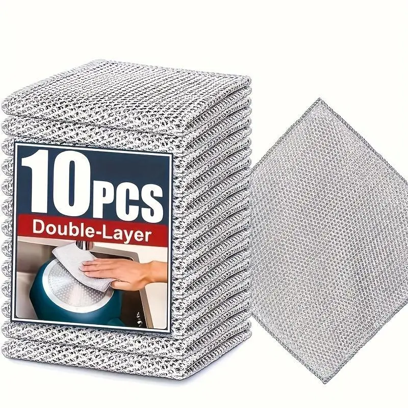 30-Count Double Layer Microfiber Cloth Set - Multifunctional, Non-Scratch, Super Absorbent Reusable, Durable Cleaning Supplies for Kitchen Cookware, Dishes