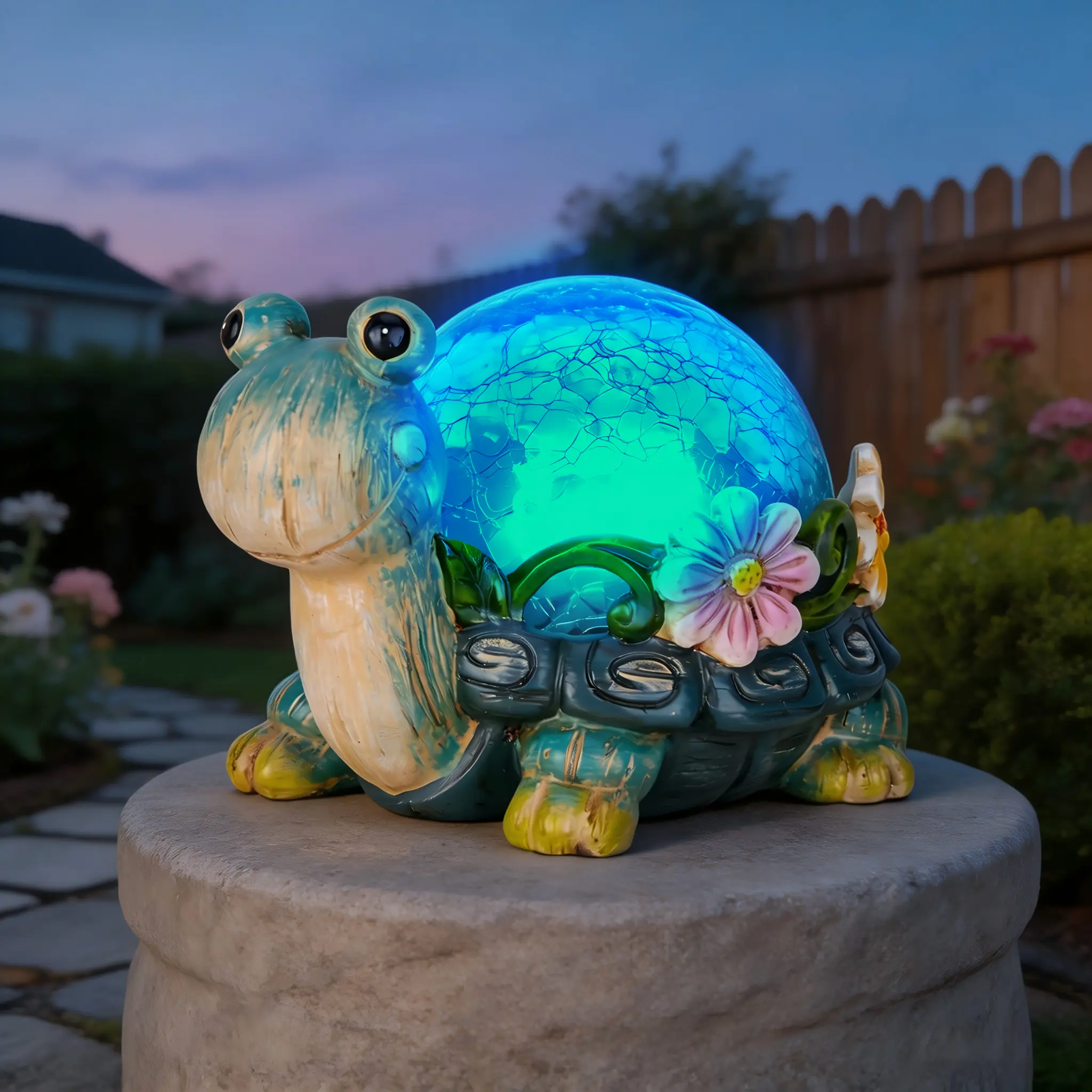 ISUNMEA Solar Garden Turtle Statue - Resin Outdoor Figurine with Glass Lights, Waterproof Lamp Post Decor for Patio, Lawn, Yd (Home Improvement Outdoor Lighting)