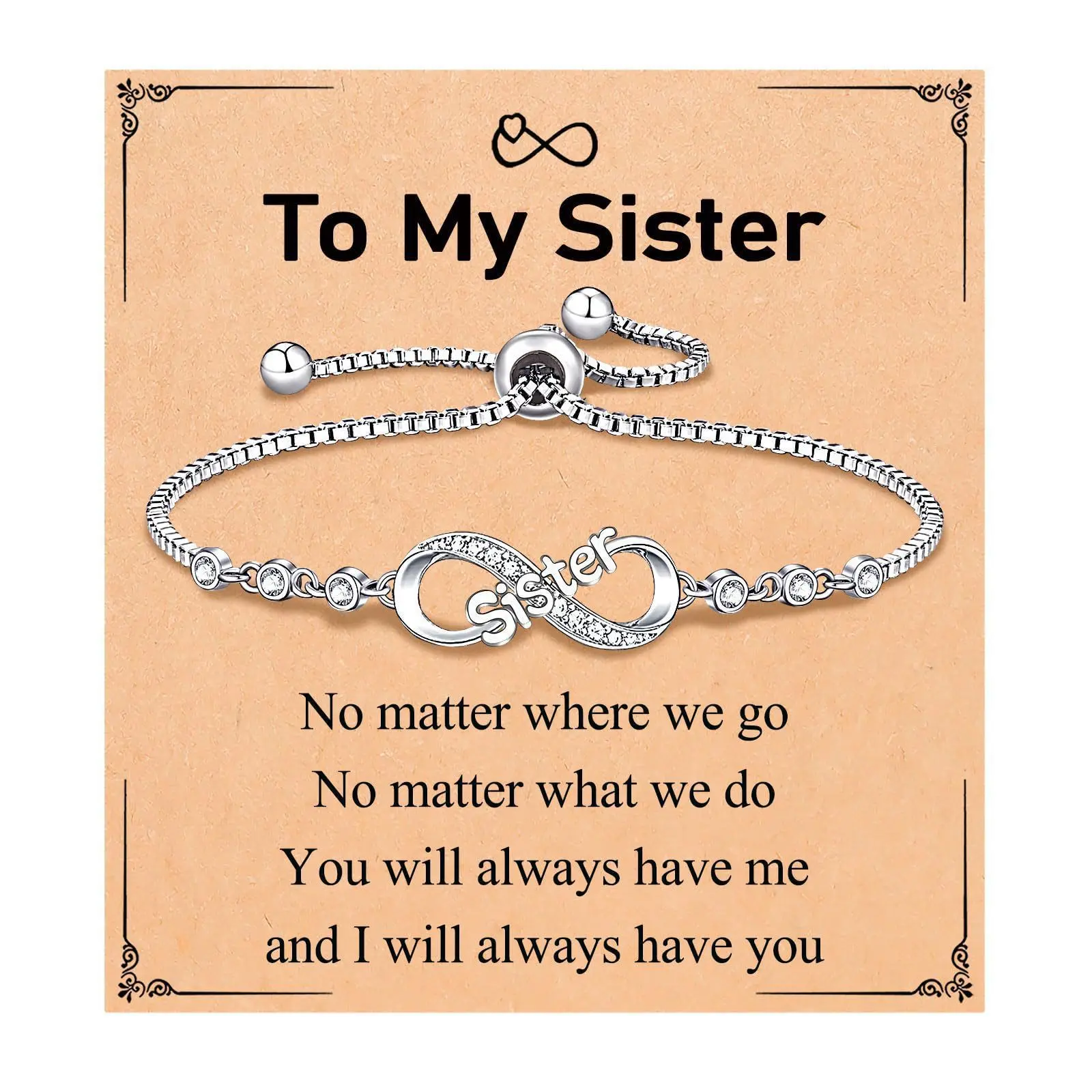 Women's Stainless Steel Bracelet 26 Letters 8 Letters Diamond Inlaid Pull Chain Gift Bracelet Infinity Symbol Letter Bracelet