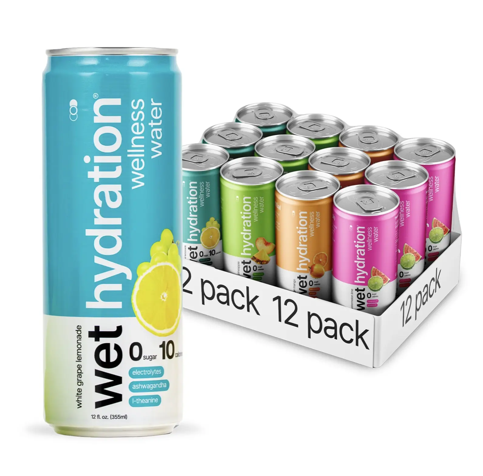 Wet Hydration 12-Pack: Sugar Free Zero Calorie. Glow, refresh, essential, and focus in our best-selling variety pack. Sport, Wellness, Fitness, Hydration!
