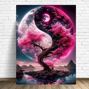 Diamond Mosaic Tree Landscape New Arrival DIY Painting Moon Acrylic Craft Supplies Embroidery Tai Chi Handmade Hobby Needle Crafts Kit